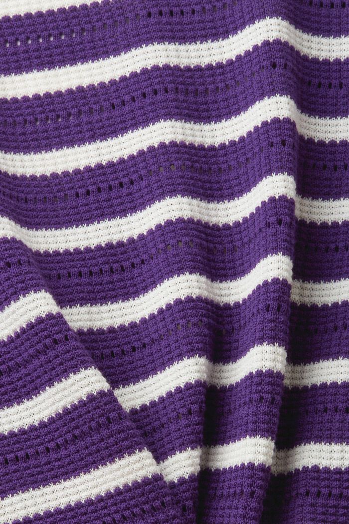 Cardigan pointelle a righe, DARK PURPLE, detail image number 5