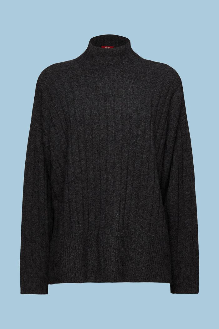 Pullover in maglia a coste piatte, ANTHRACITE, detail image number 6