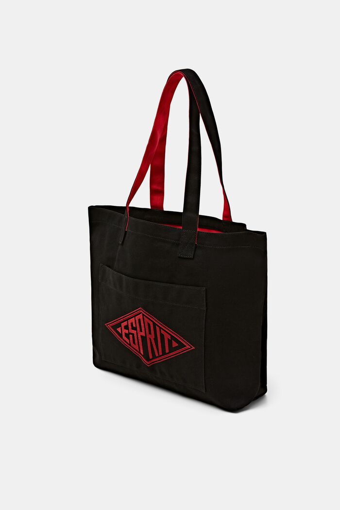 Tote Bag con logo in canvas, BLACK, detail image number 2