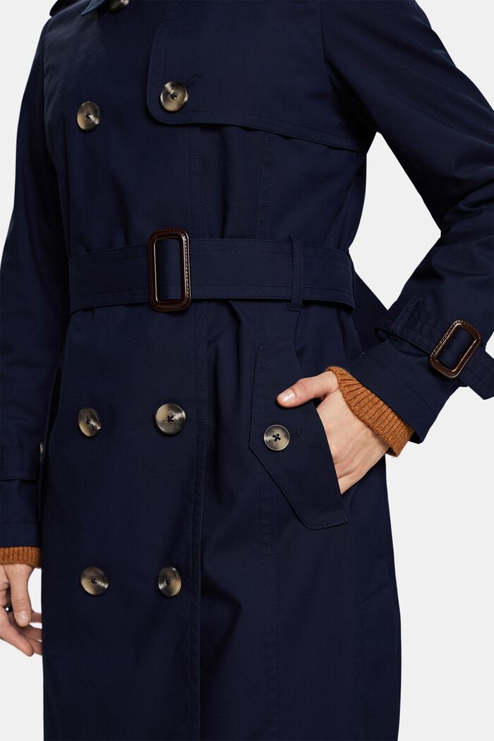 Trench a doppio petto con cintura, NAVY, detail image number 3