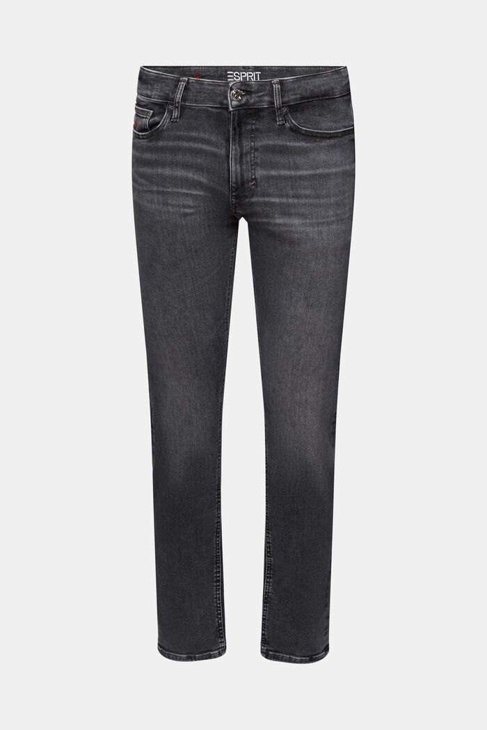Jeans Slim Fit a vita media, BLACK DARK WASHED, detail image number 7