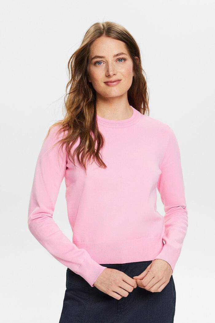 Pullover in maglia con girocollo, PASTEL PINK, detail image number 0