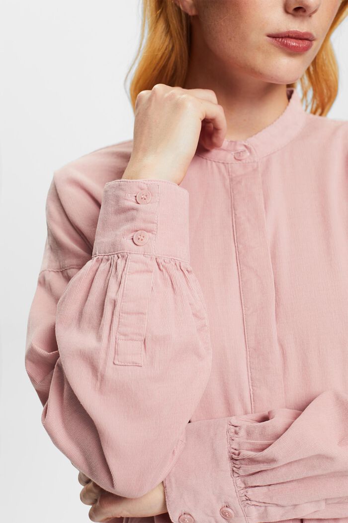 Blusa in velluto con balza, OLD PINK, detail image number 2