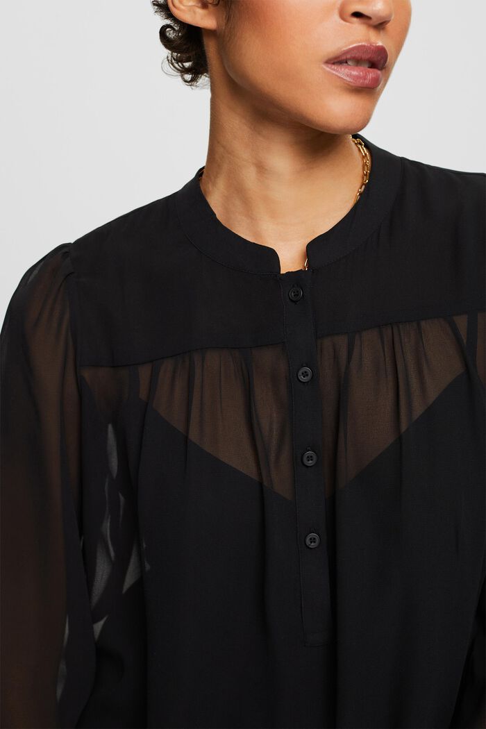 Blusa in chiffon con maniche lunghe, BLACK, detail image number 2
