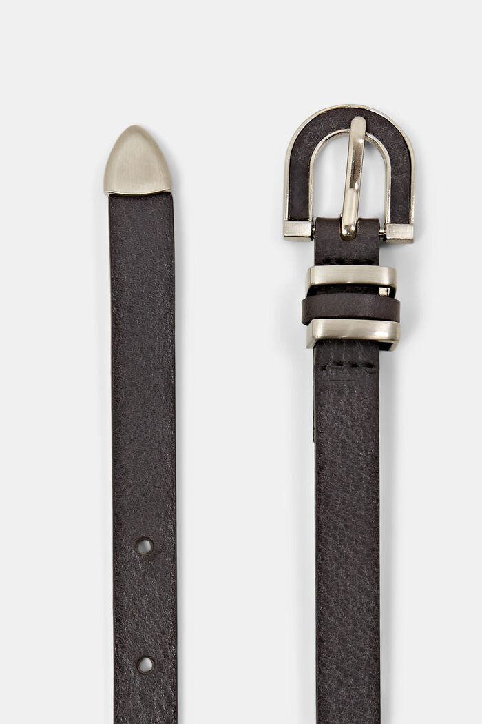 Cintura sottile in pelle, DARK GREY, detail image number 1