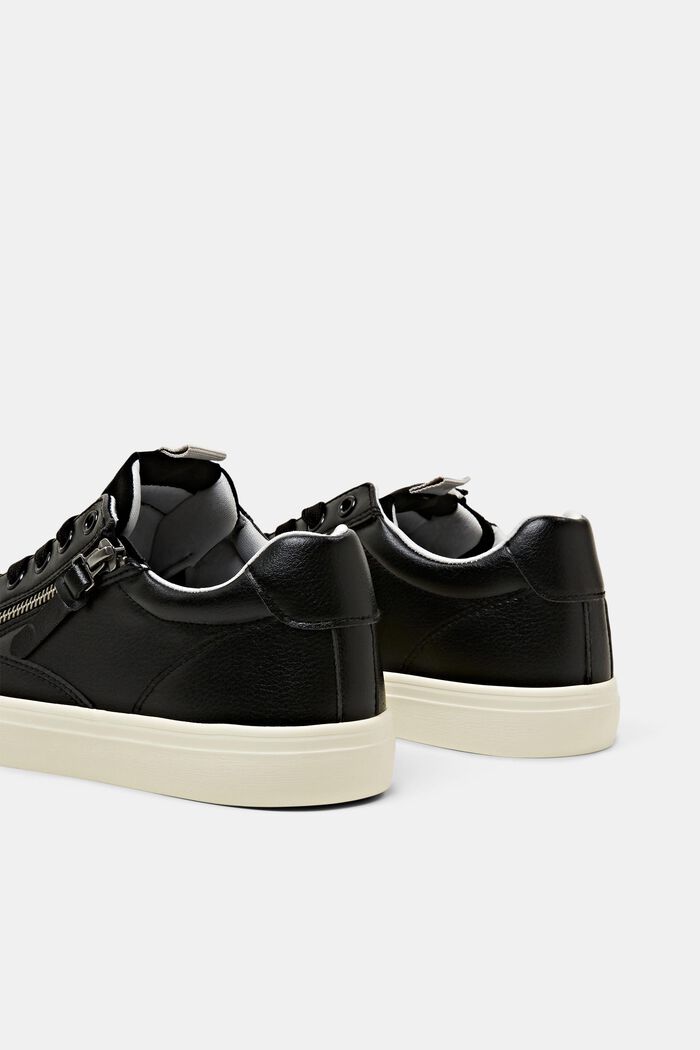 Sneakers stringate vegane con zip, BLACK, detail image number 4