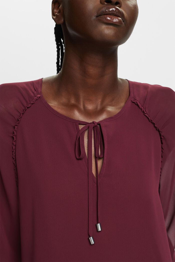 Riciclata: blusa in chiffon, AUBERGINE, detail image number 2