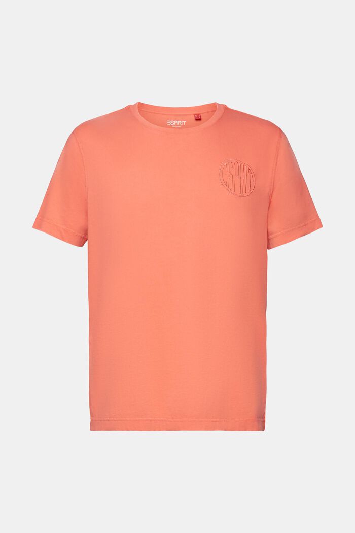 T-shirt con logo ricamato, 100% cotone, CORAL RED, detail image number 7