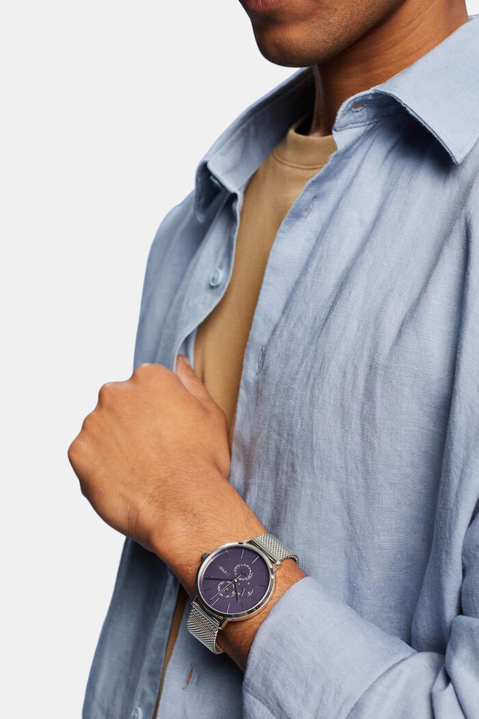 Orologio in acciaio inossidabile con cinturino in mesh, SILVER, detail image number 2
