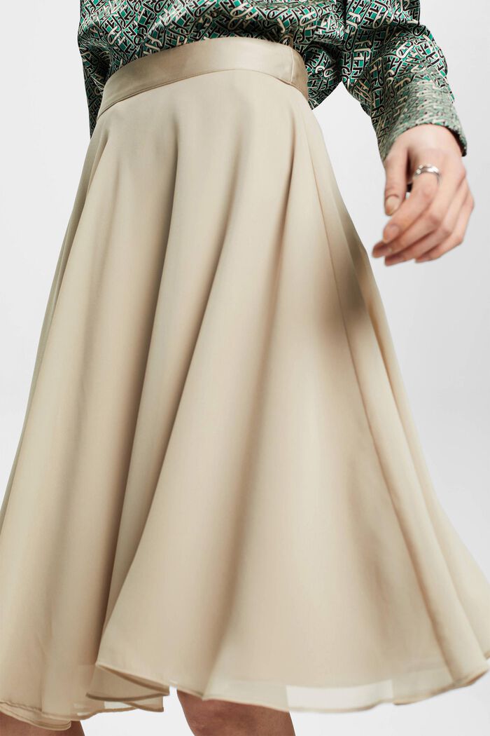 Gonna in chiffon lunga fino al ginocchio, DUSTY GREEN, detail image number 2