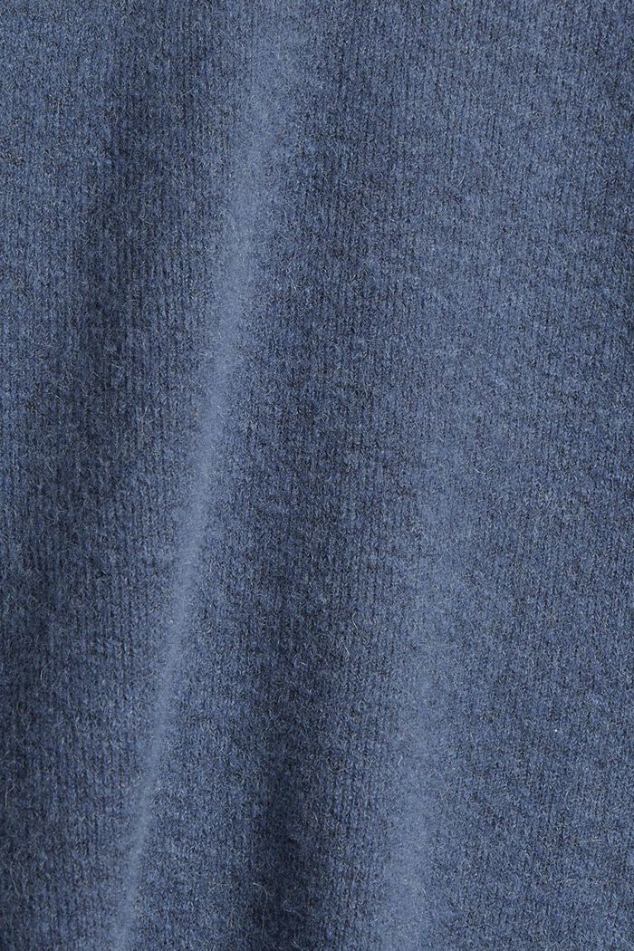 Con lana di lama: pullover con scollo a V, PETROL BLUE, detail image number 4