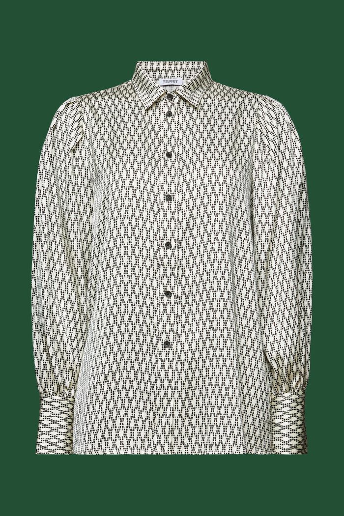 Camicia blusata in raso stampato, BLACK, detail image number 6