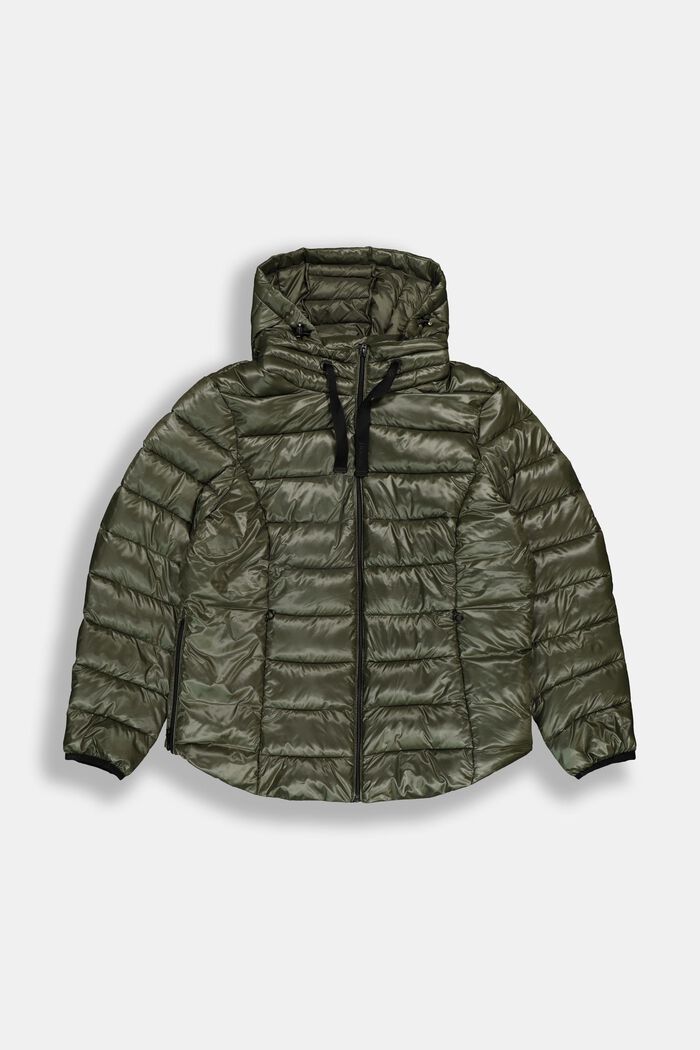 CURVY Recycelt: giacca trapuntata leggera con cappuccio, DARK KHAKI, detail image number 0