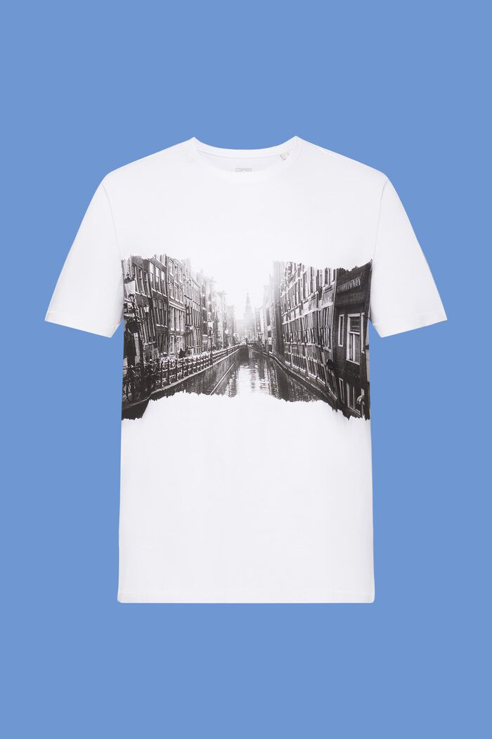 T-shirt girocollo con stampa, 100% cotone, WHITE, detail image number 6