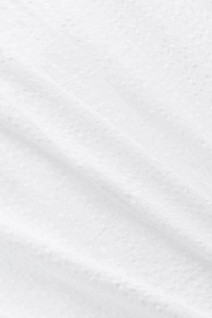 Blusa in cotone a righe con scollo a V, WHITE, detail image number 4
