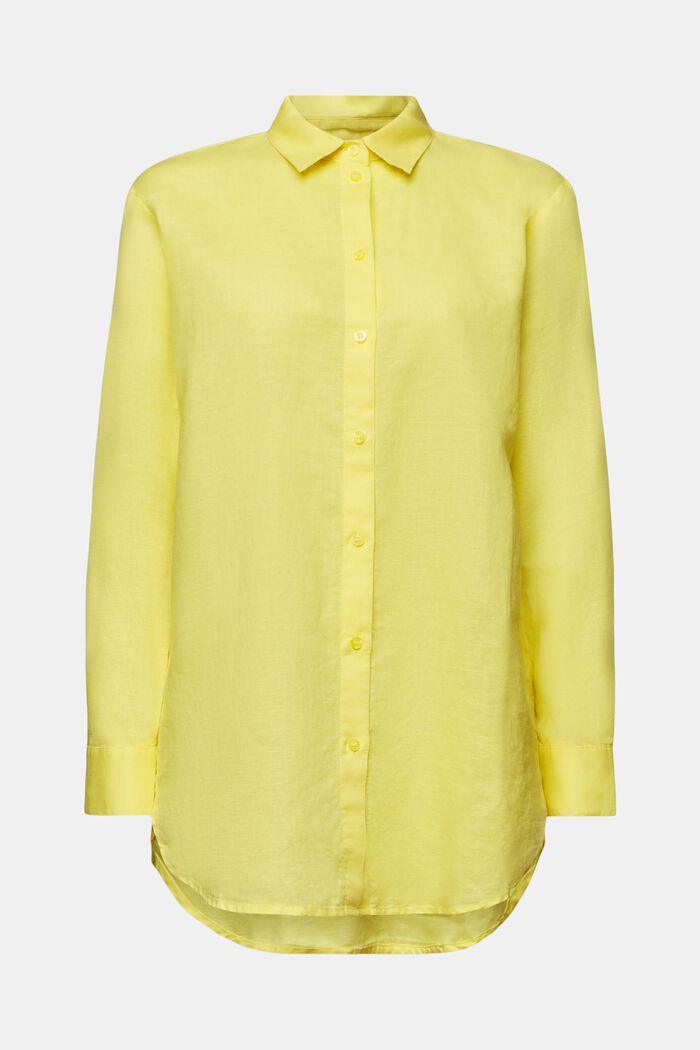 Camicia in lino e cotone, PASTEL YELLOW, detail image number 6