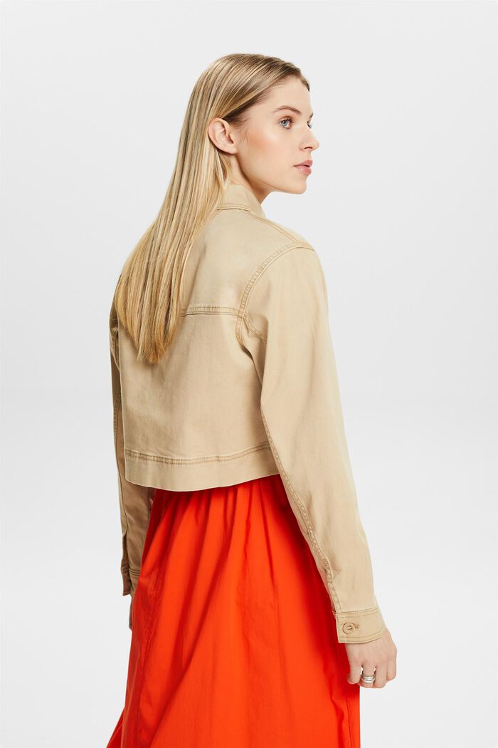 Giacca cropped in twill di cotone, BEIGE, detail image number 3