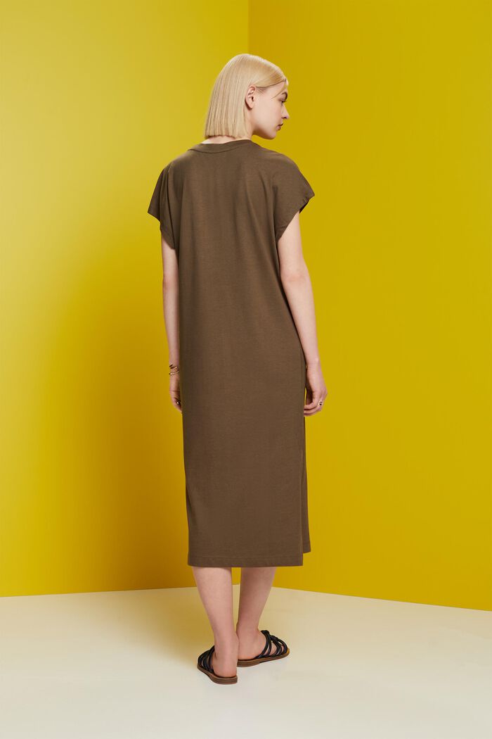 Abito midi in jersey, KHAKI GREEN, detail image number 3