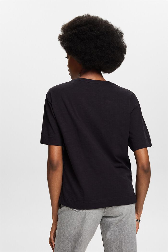 T-shirt fiammata con scollo a V, BLACK, detail image number 2