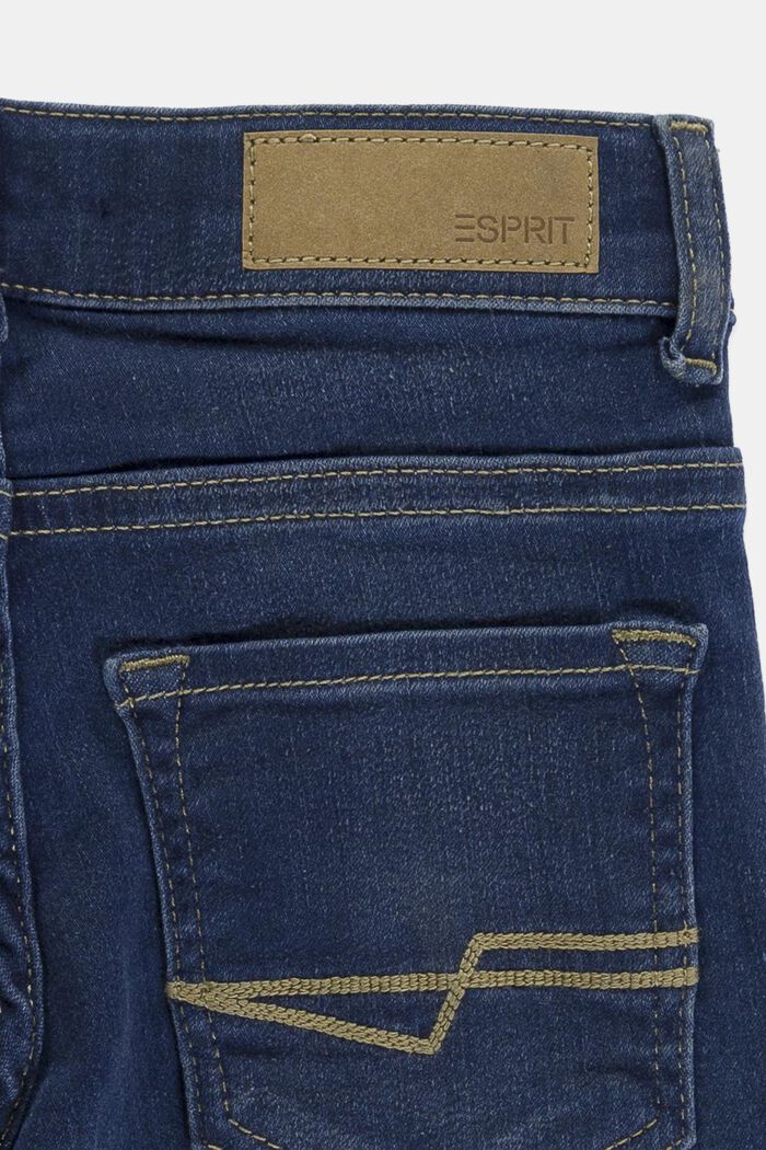 Jeans stretch slavati con vita regolabile, BLUE DARK WASHED, detail image number 2