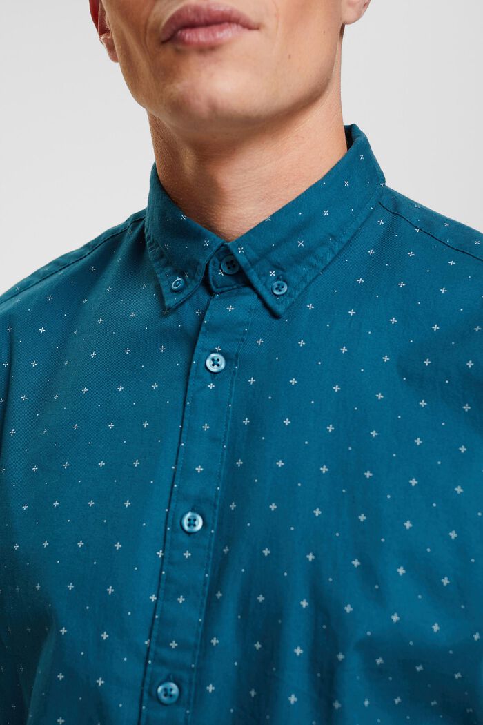 Camicia button-down con microstampa, DARK TURQUOISE, detail image number 2
