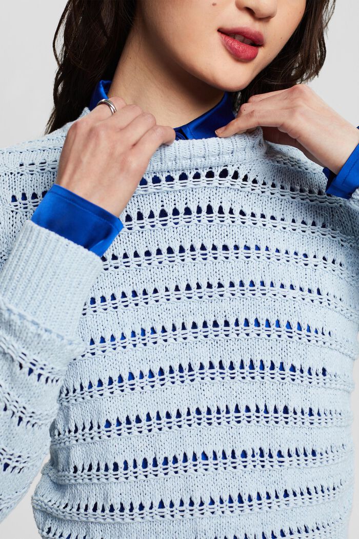 Pullover in maglia traforata, LIGHT BLUE, detail image number 3