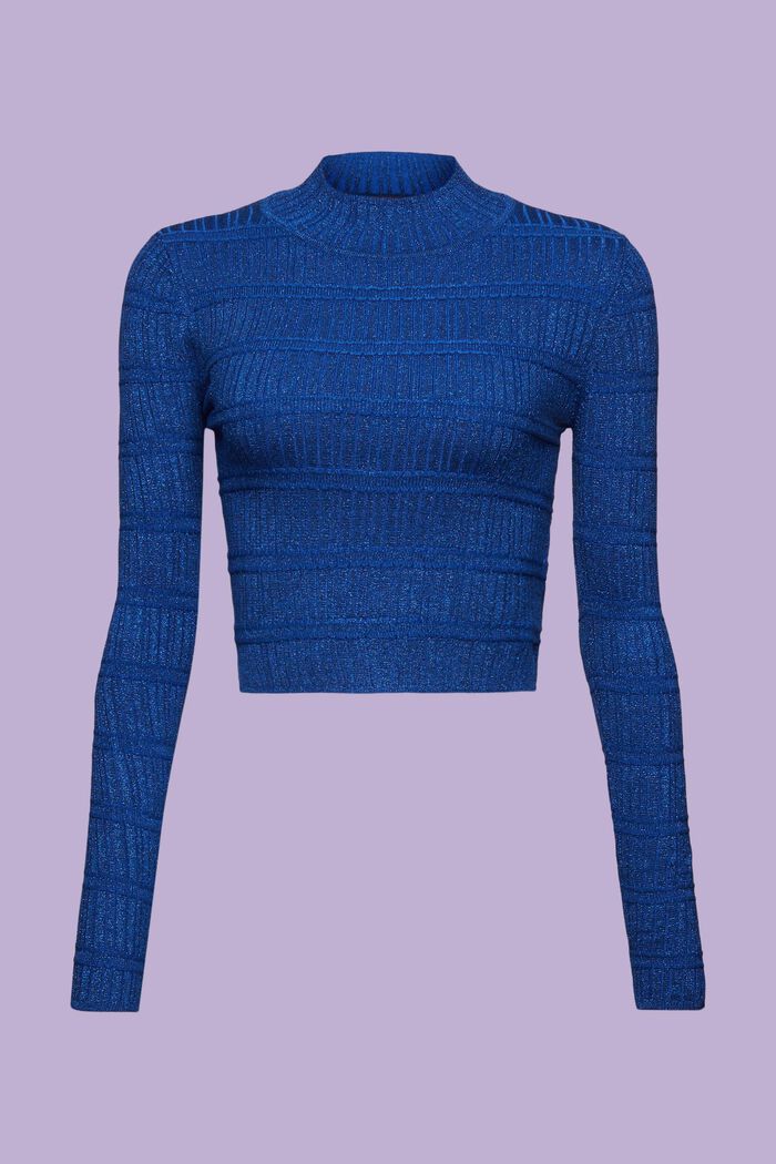 Maglione cropped in maglia lamé, BRIGHT BLUE, detail image number 6