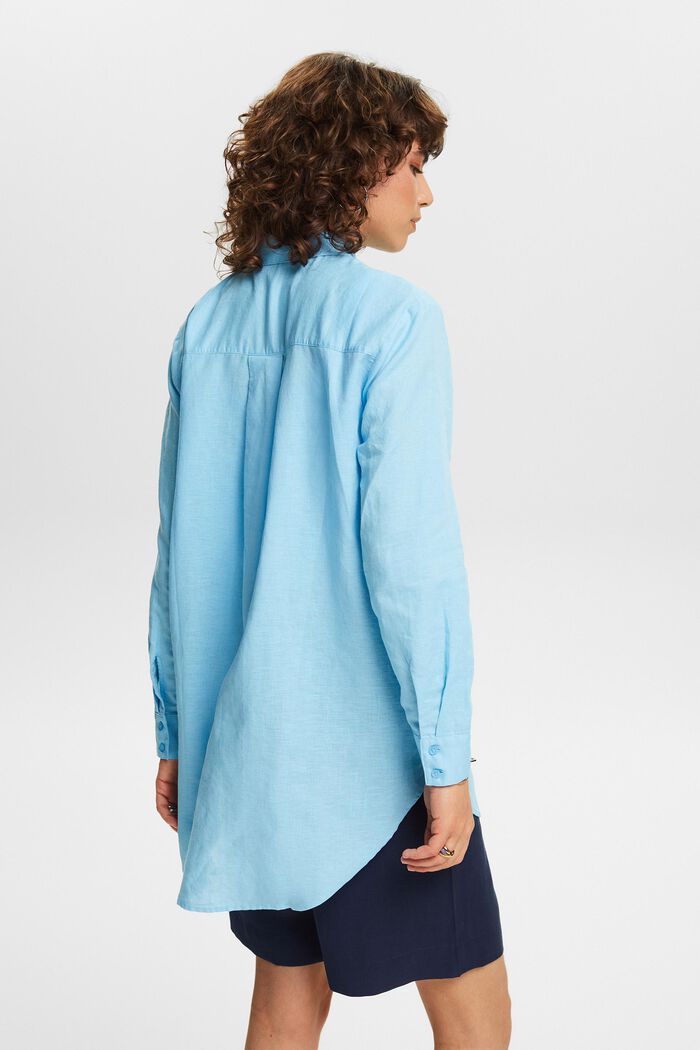 Camicia in lino e cotone, LIGHT TURQUOISE, detail image number 2