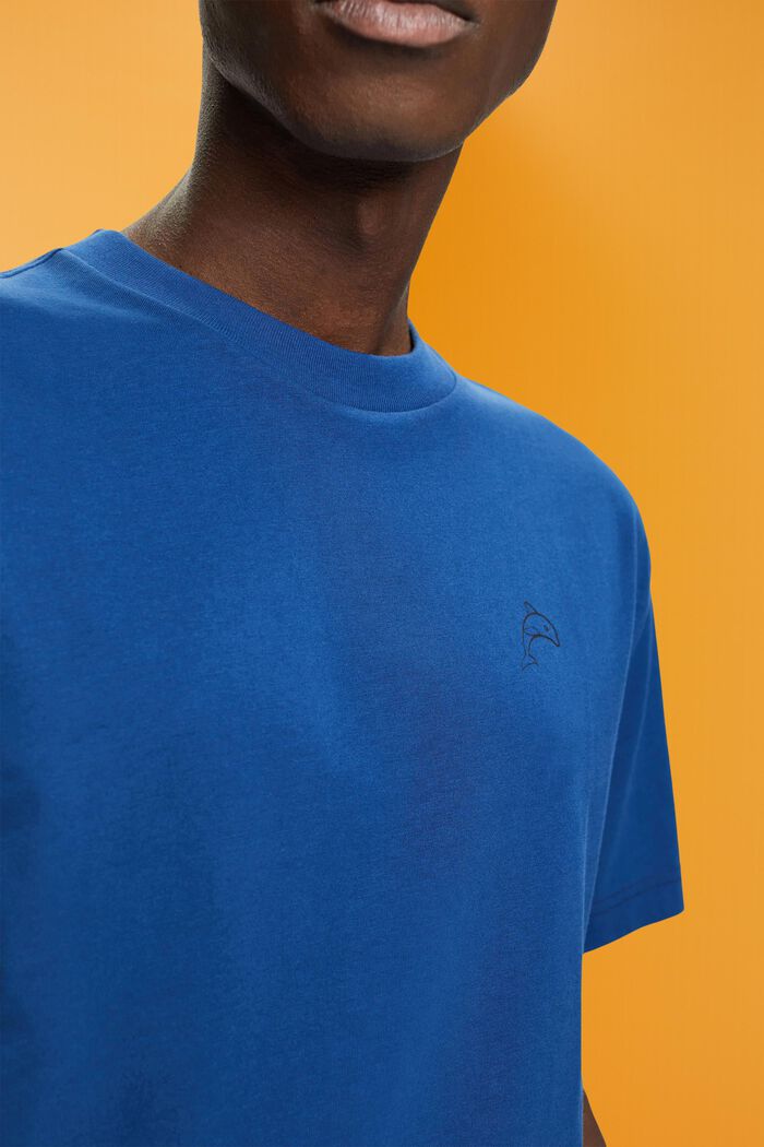 T-shirt in cotone con stampa di delfino, BRIGHT BLUE, detail image number 2