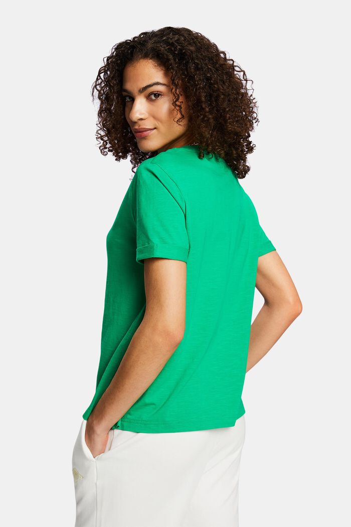 T-shirt fiammata con scollo ampio, GREEN, detail image number 3