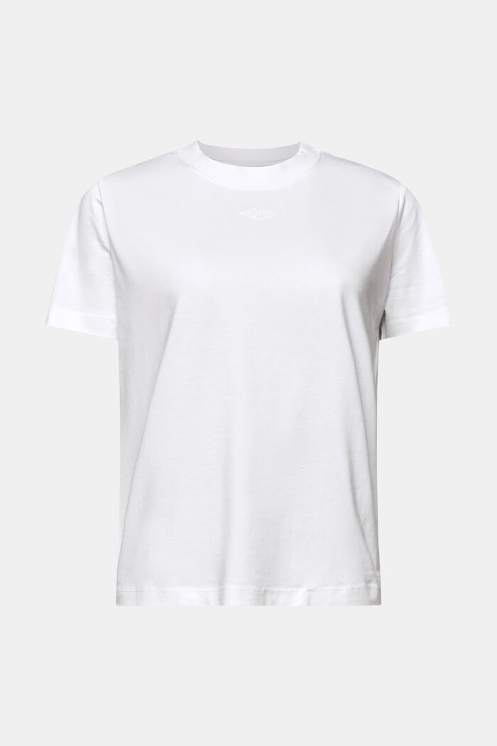 T-shirt in cotone Pima con logo ricamato, WHITE, detail image number 6