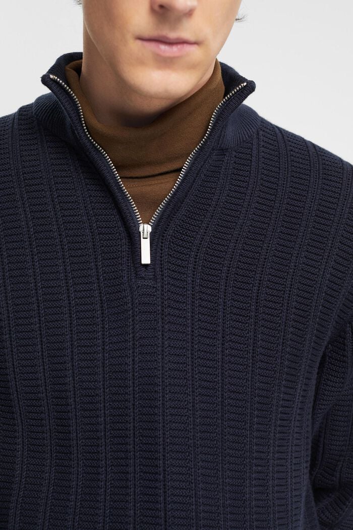 Pullover in maglia larga con zip di media lunghezza, NAVY, detail image number 2