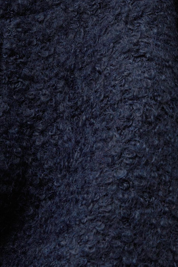 Cappotto con cappuccio in misto lana bouclé, NAVY, detail image number 4