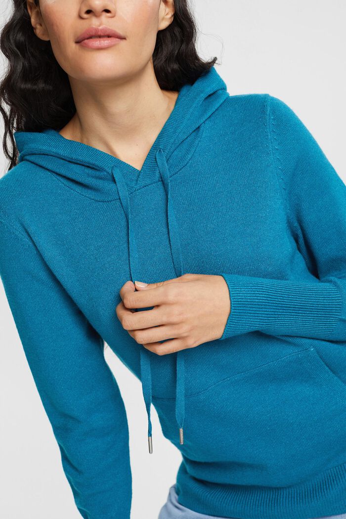 Pullover con cappuccio, TEAL BLUE, detail image number 0