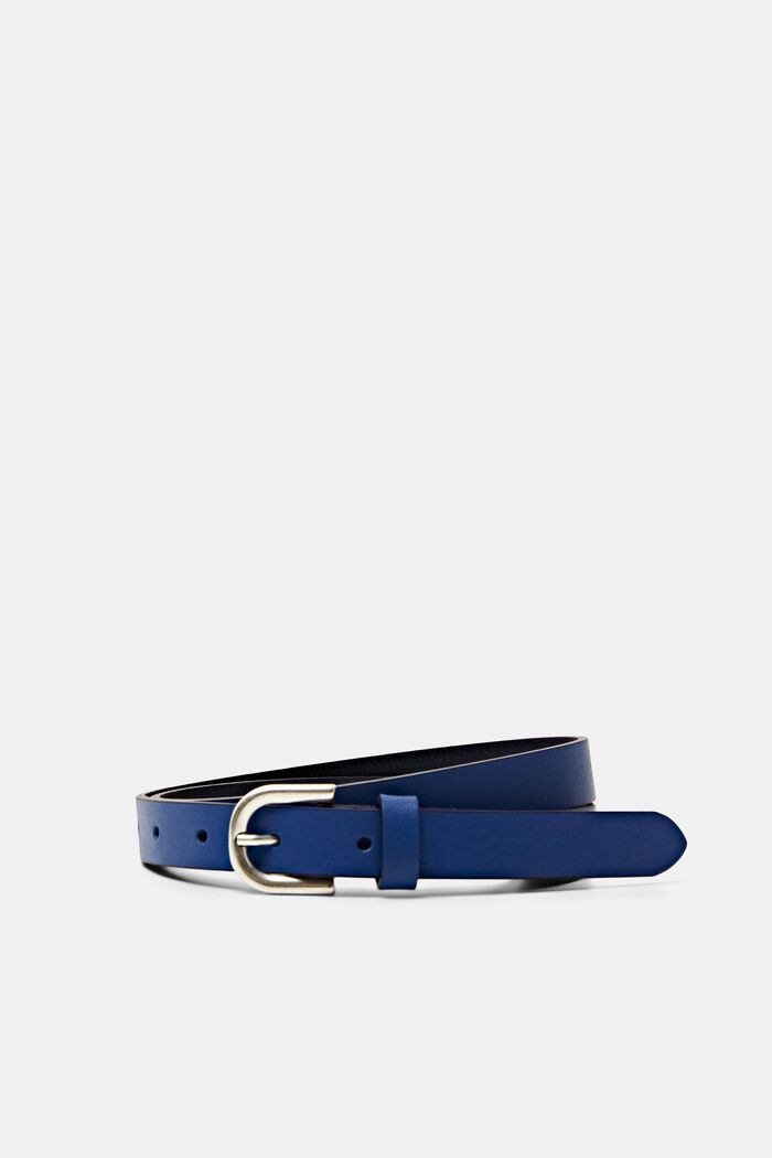 Cintura sottile in pelle, BRIGHT BLUE, detail image number 0