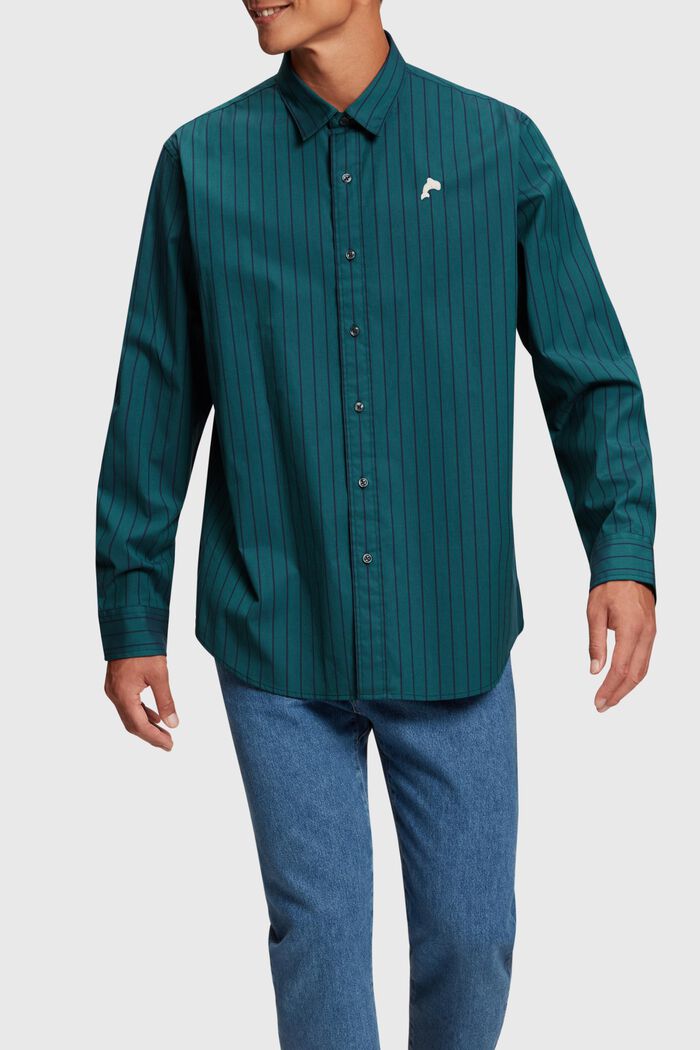 Maglia relaxed fit in popeline a righe, TEAL BLUE, detail image number 0