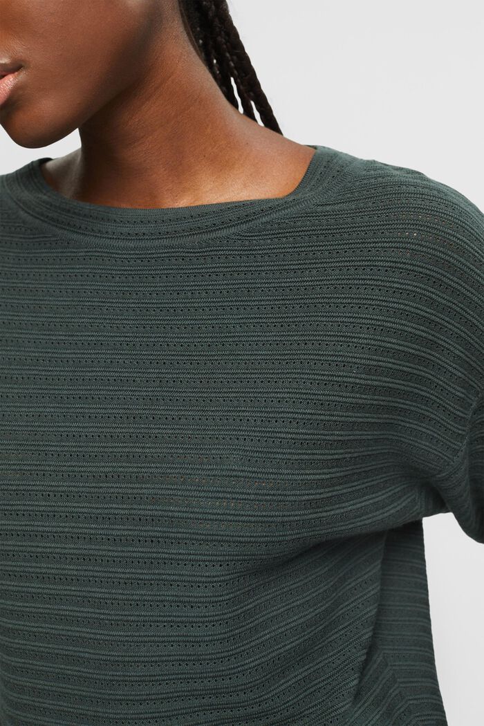 Maglione in maglia mista a righe, DARK TEAL GREEN, detail image number 2