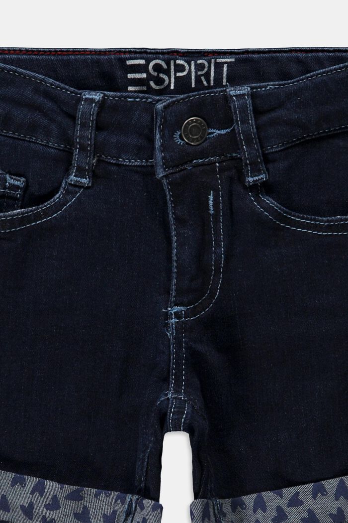In materiale riciclato: shorts in denim con cintura regolabile, BLUE DARK WASHED, detail image number 2