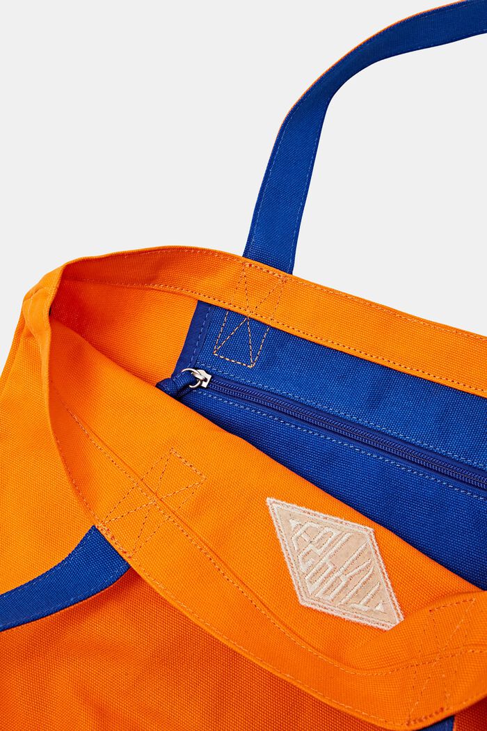Tote Bag in cotone con logo, RED ORANGE, detail image number 4