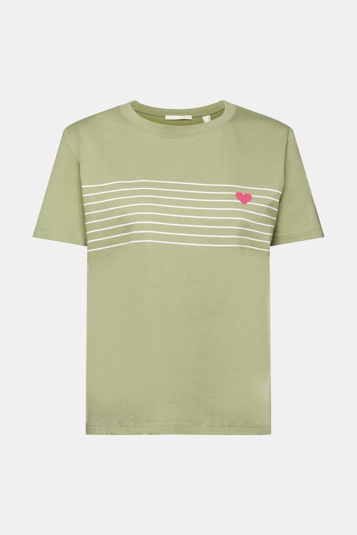 T-shirt con stampa a forma di cuore, LIGHT KHAKI, detail image number 6