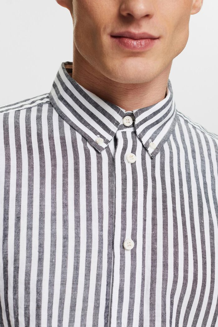 Camicia a righe in popeline di cotone, NAVY, detail image number 3