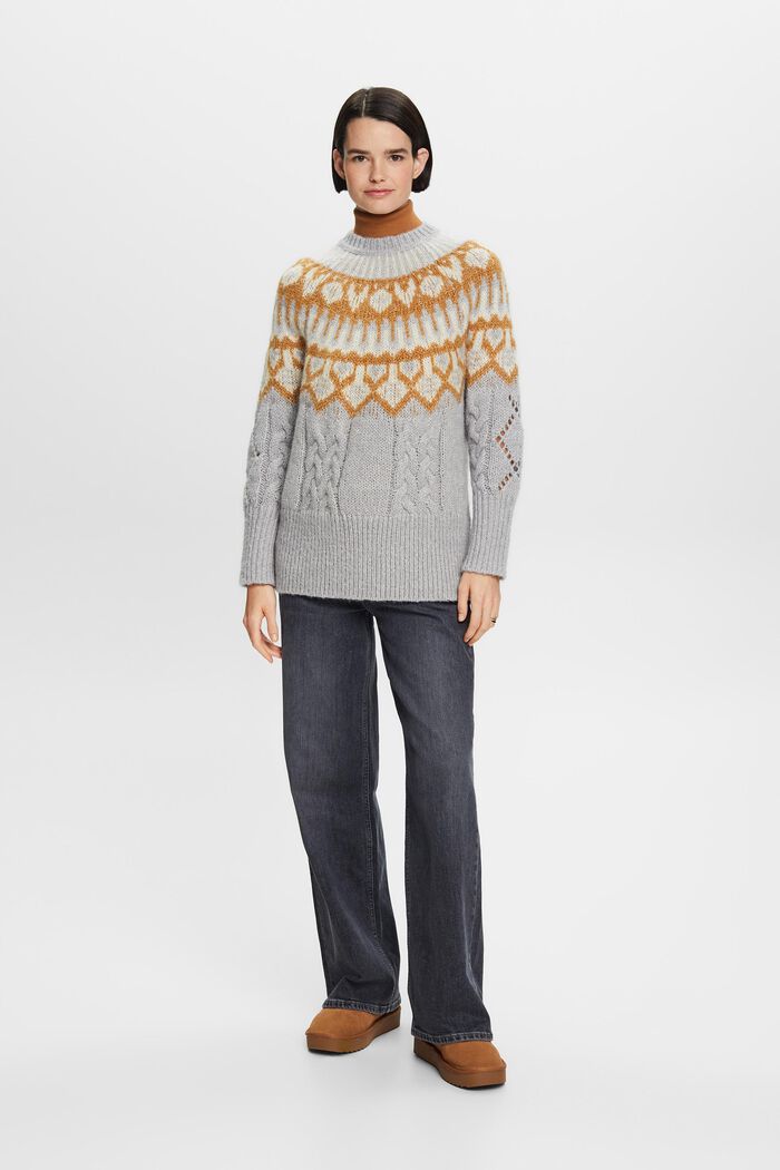 Pullover in misto lana Fair Isle, LIGHT GREY, detail image number 4