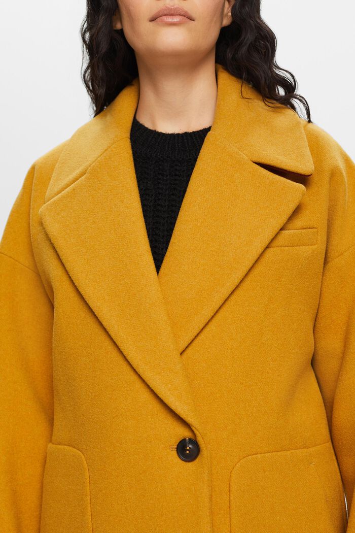 In materiale riciclato: cappotto in misto lana, AMBER YELLOW, detail image number 2