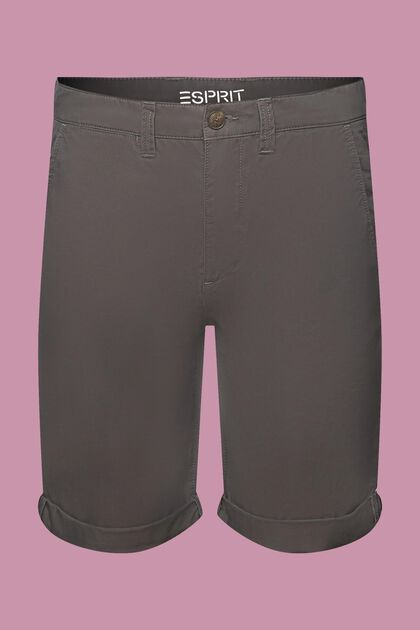 Pantaloncini stile chino in cotone sostenibile, DARK GREY, overview