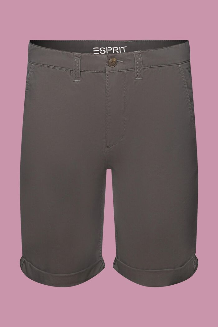 Pantaloncini stile chino in cotone sostenibile, DARK GREY, detail image number 7
