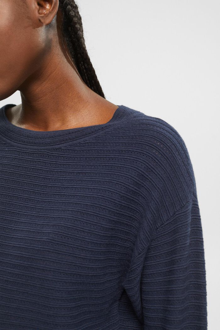 Maglione in maglia mista a righe, NAVY, detail image number 2