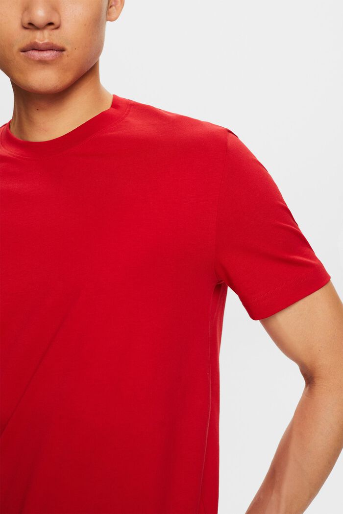 T-shirt girocollo in jersey di cotone Pima, DARK RED, detail image number 2