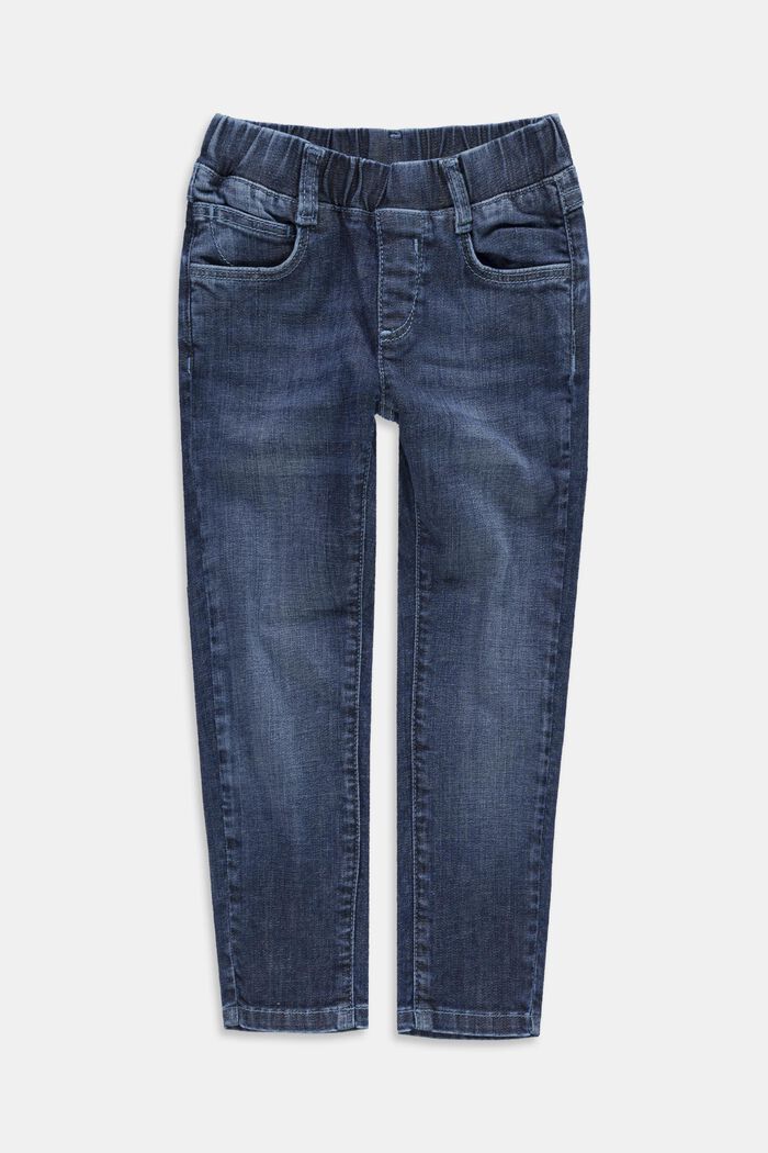 In materiale riciclato: jeans con vita elastica, BLUE MEDIUM WASHED, detail image number 0