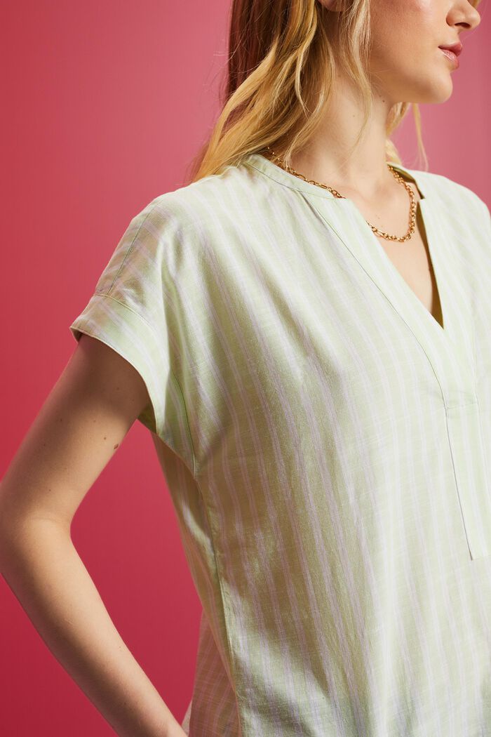 Blusa a righe di cotone, CITRUS GREEN, detail image number 2
