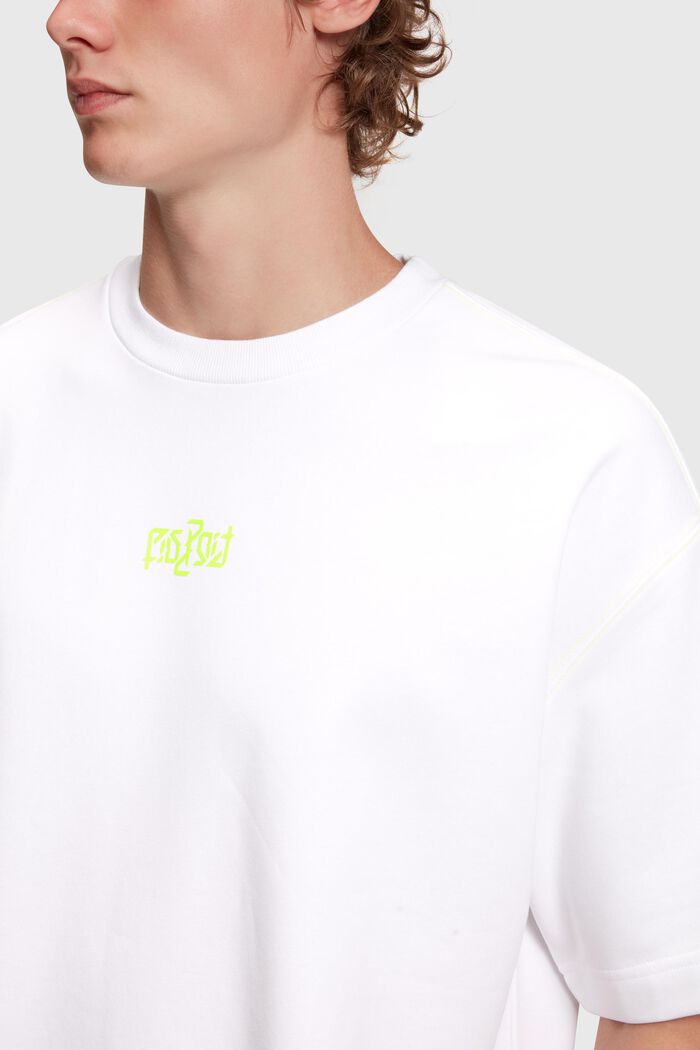 Felpa fluo con stampa relaxed fit, WHITE, detail image number 2